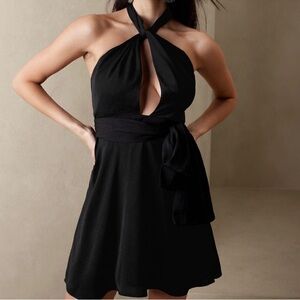 Banana Republic Black Cut Out Tie Front Sundress